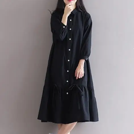 ladies black linen dress