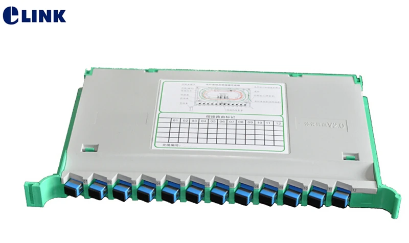 12 core Integrative splice tray with SC adapter and SC pigtals SM  ftth optical fibre cassette box for 19