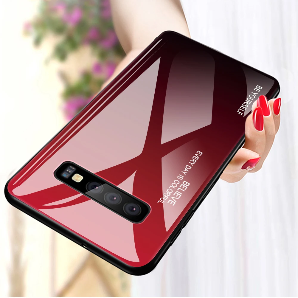 

Glass Case For Samsung Galaxy S10 5G S10 Plus S10e S8 S9 Plus Samsun Note 8 Note 9 Gradient Tempered Fashion Shell Luxury Cover