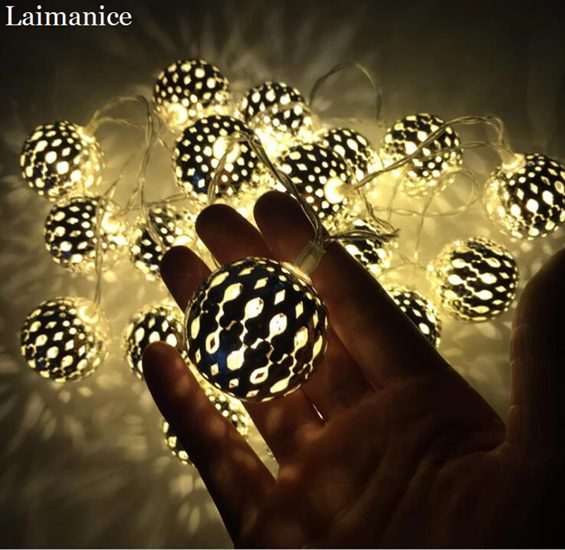 

Laimanice AA Battery Operated 1.2m/3.9ft 10 LED Metal Iron Ball String Fairy Lights Christmas Wedding Party Decoration