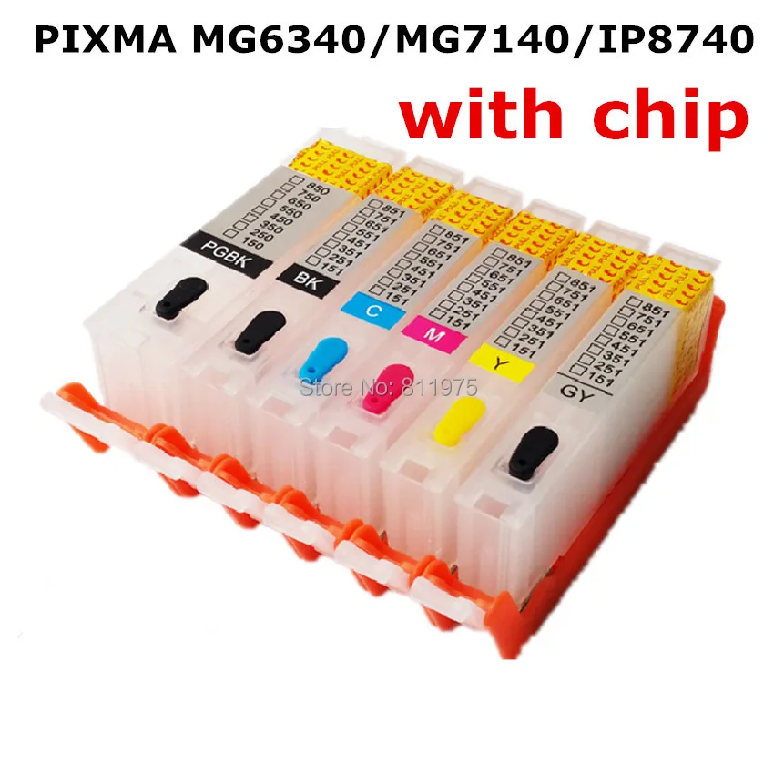 6 чернил для CANON pixma MG6340 MG7140 IP8740 принтер PGI 450 CLI 451 многоразовый картридж+ 6 цветных чернил 100 мл