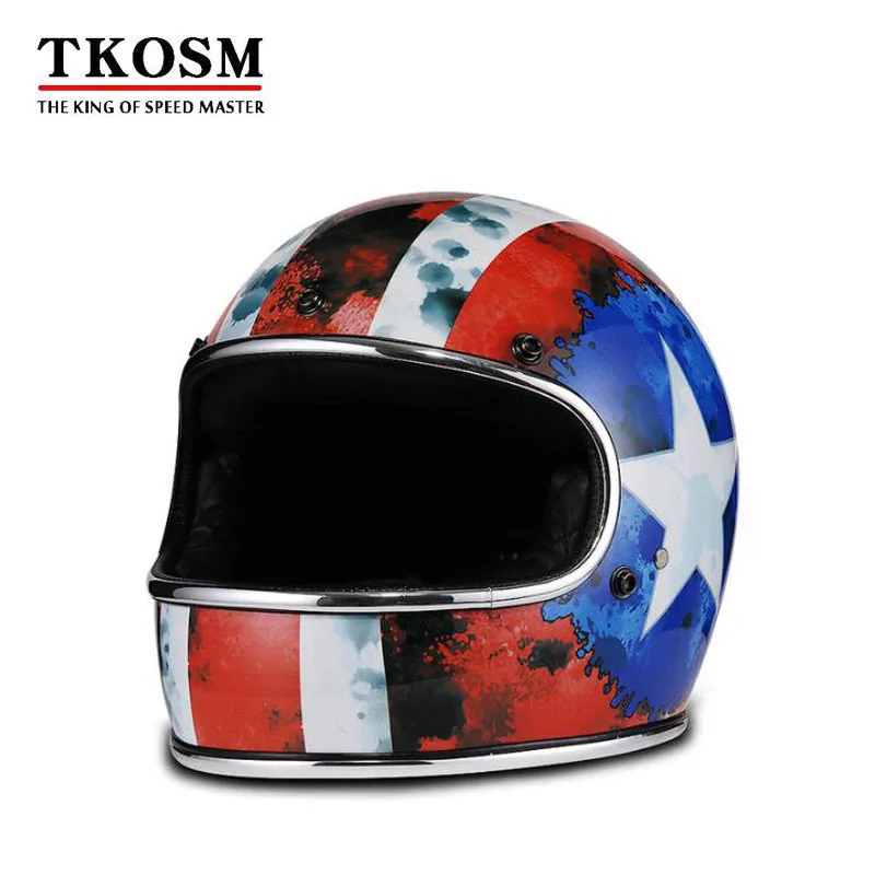 

TKOSM Thompson Motorcycle Helmet Cascos Para Moto Full Face Harley Casco Moto Vintage Jet Capacetes De Motociclista Off Road