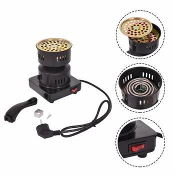

500W Metal Electric Charcoal Burner Including Removable Tray + Tongs Thickened Charcoal Stove for Household Use