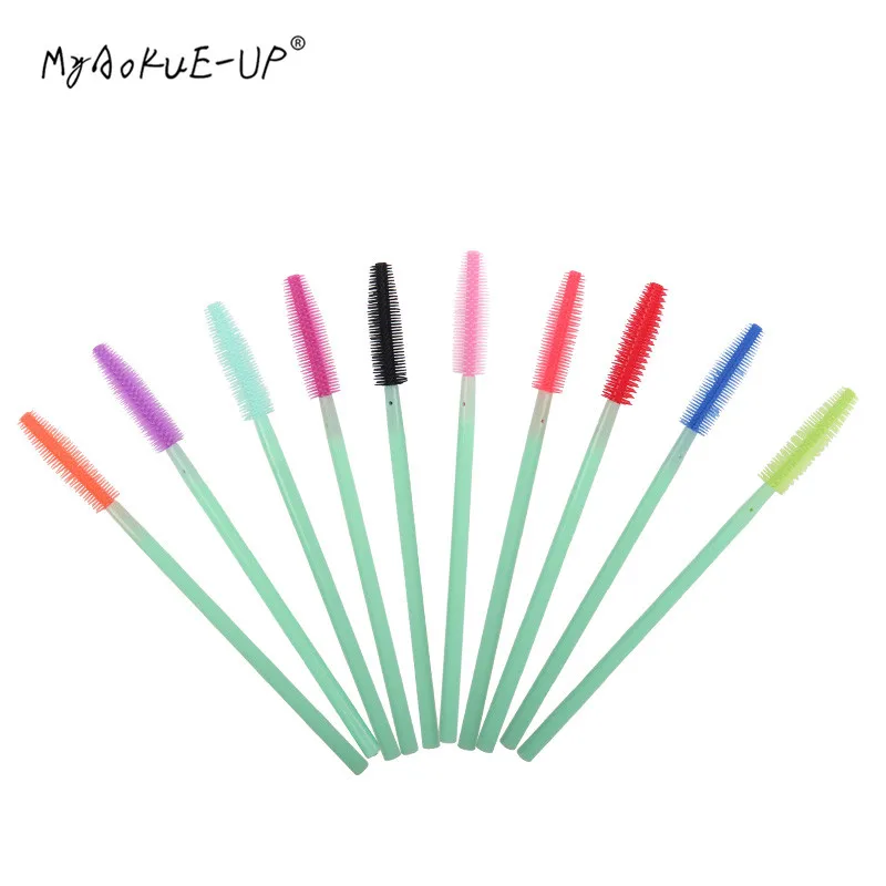 50pcs One-off Silicone Mascara Wands Applicator Disposable Eyelash Brushes Towel Shape Makeup Brush For Eyelash Extension