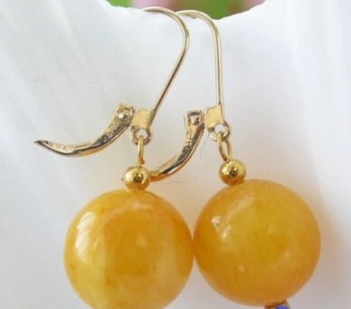 

free shippinbg 13378 ROUND yellow agate bead dangle earring