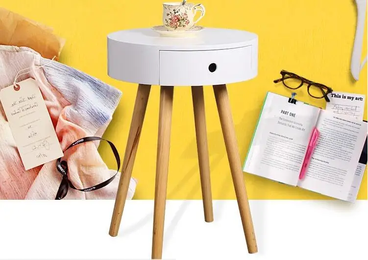 Living Room Corner Table Round Coffee Table Modern Bedside Table With Drawer