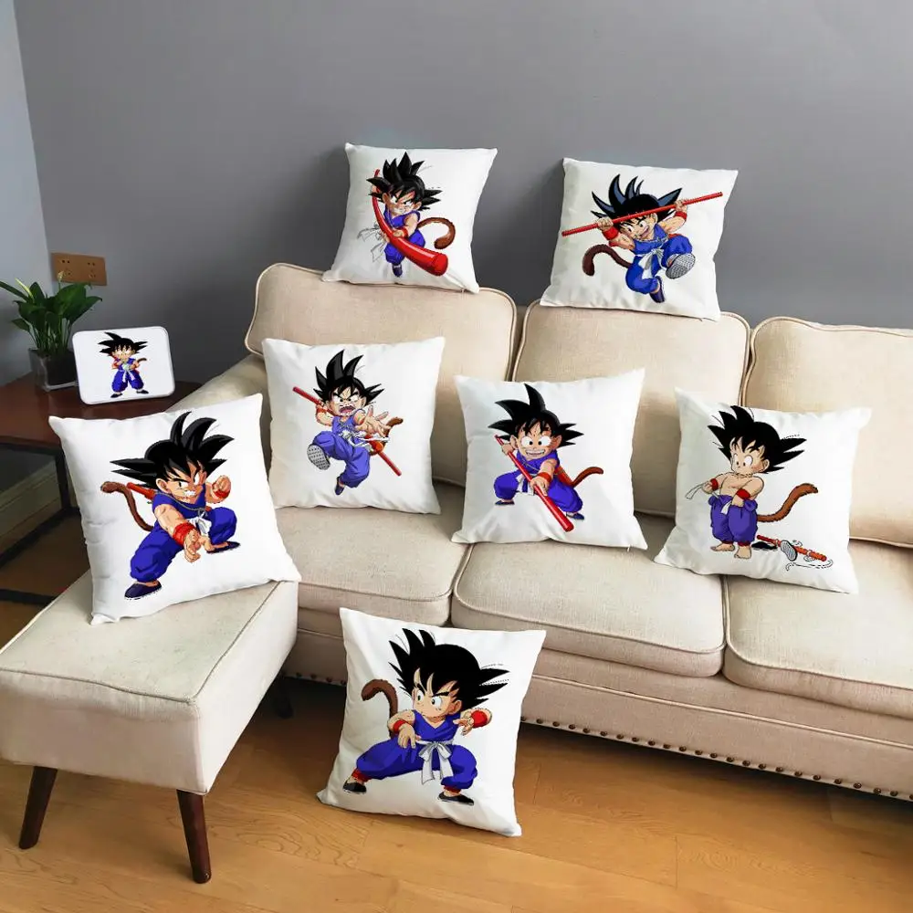 

Dragon Ball Blue Goku Super Soft Short Plush Cushion Cover Home Decor Japan Cartoon Pillow Cover Pillows Case for Sofa 45*45cm