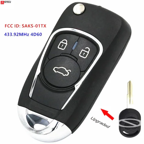 

Keyecu New Upgraded Remote Key for Chevrolet/Daewoo/Holden/Ravon SAKS-01Tx 433.92MHz with 4D60 blank chip