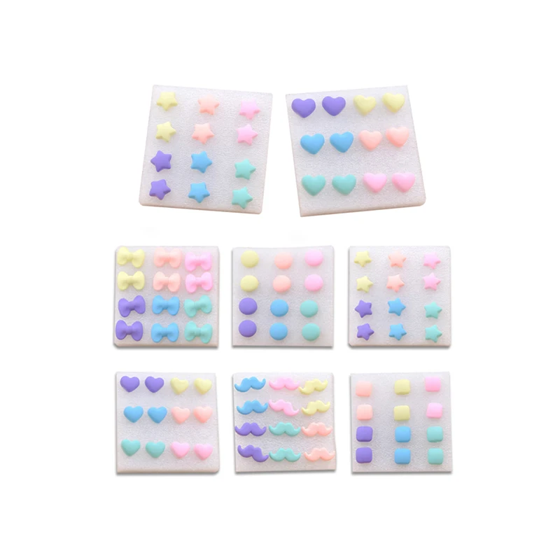 

2017 Hot Fashion Resin Stud Earrings Heart/Pinks Cheap Jewelry For Children Bijoux Colorful Popular Pattern Earrings Gift