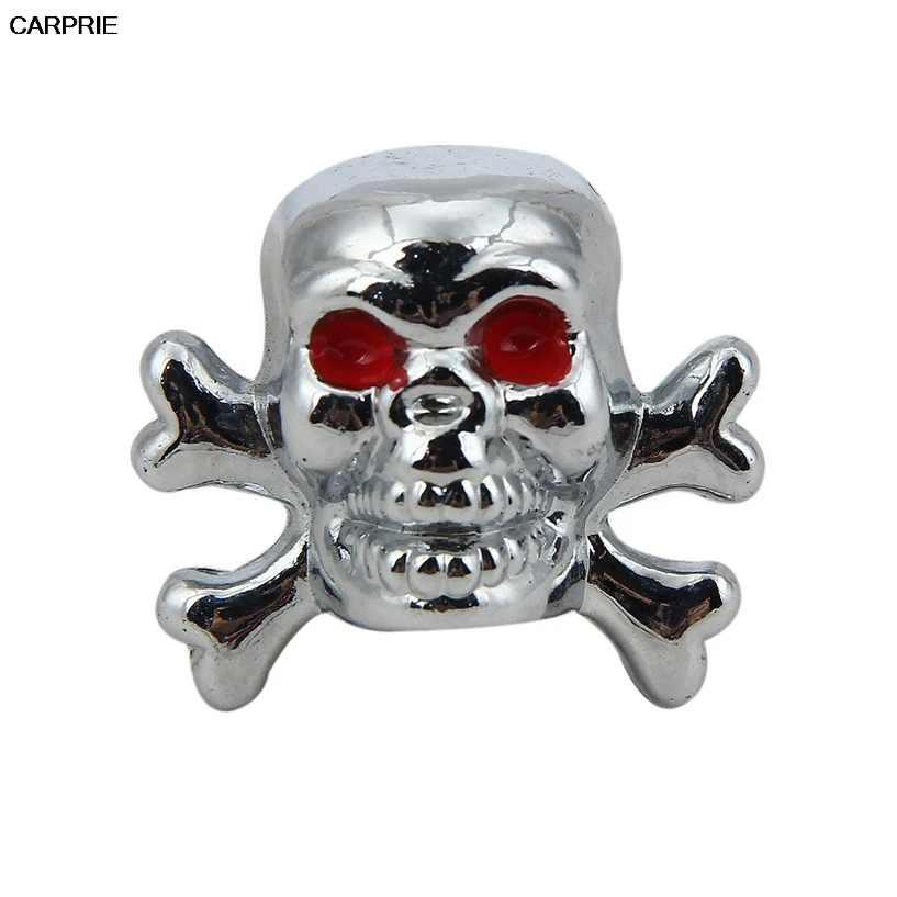 Car styling CARPRIE Tire Valve Caps 4PCS Sivler Skull Tire/Wheel Stem