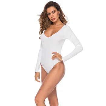 

EIFER Knitted Sexy Bodysuit Women Black V Neck Autumn Slim Rompers Womens Jumpsuit Winter Basic Bodysuits