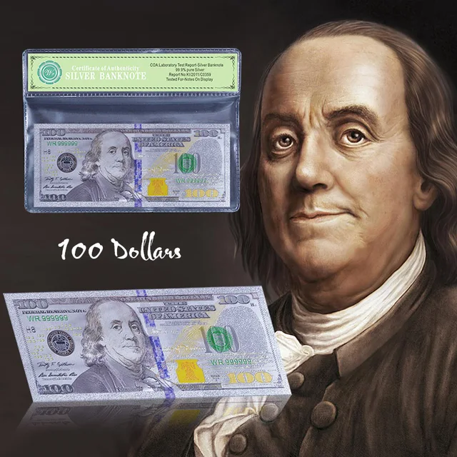 Usa Silver Banknote 100 Dollar Pure Foil With Certificate Of Usa Silver Banknote 100 Dollar Pure Foil With Certificate Of Authenticity Protect Coa