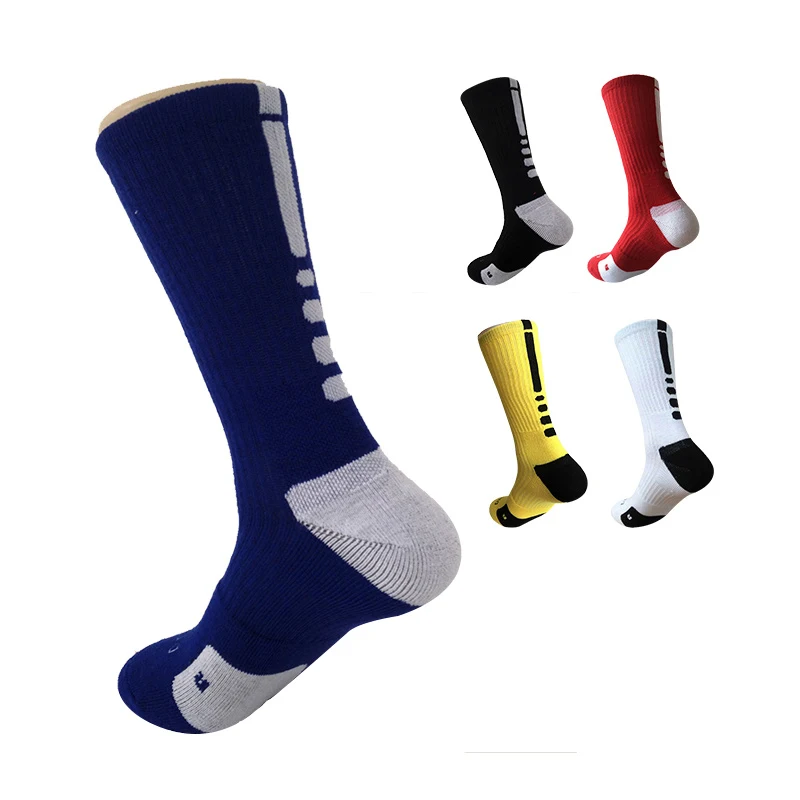 5 Pair Screw Thread Men's Sport Socks Solid Color Non-slip Four Seasons Male Medium Socks Cotton Thick Breathable Absorption (5)