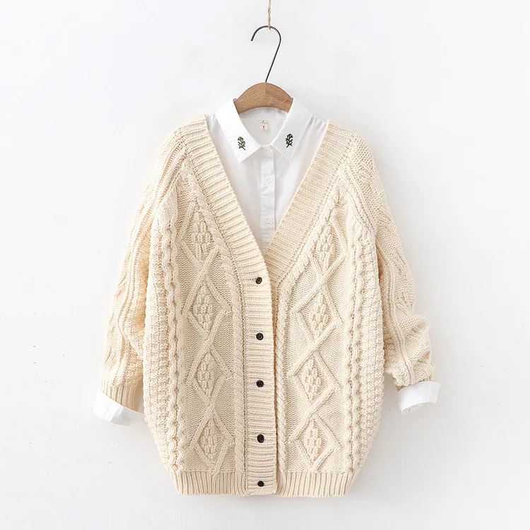 

Autumn and winter new sweet small fresh small button cotton loose knit cardigan sweater 54387