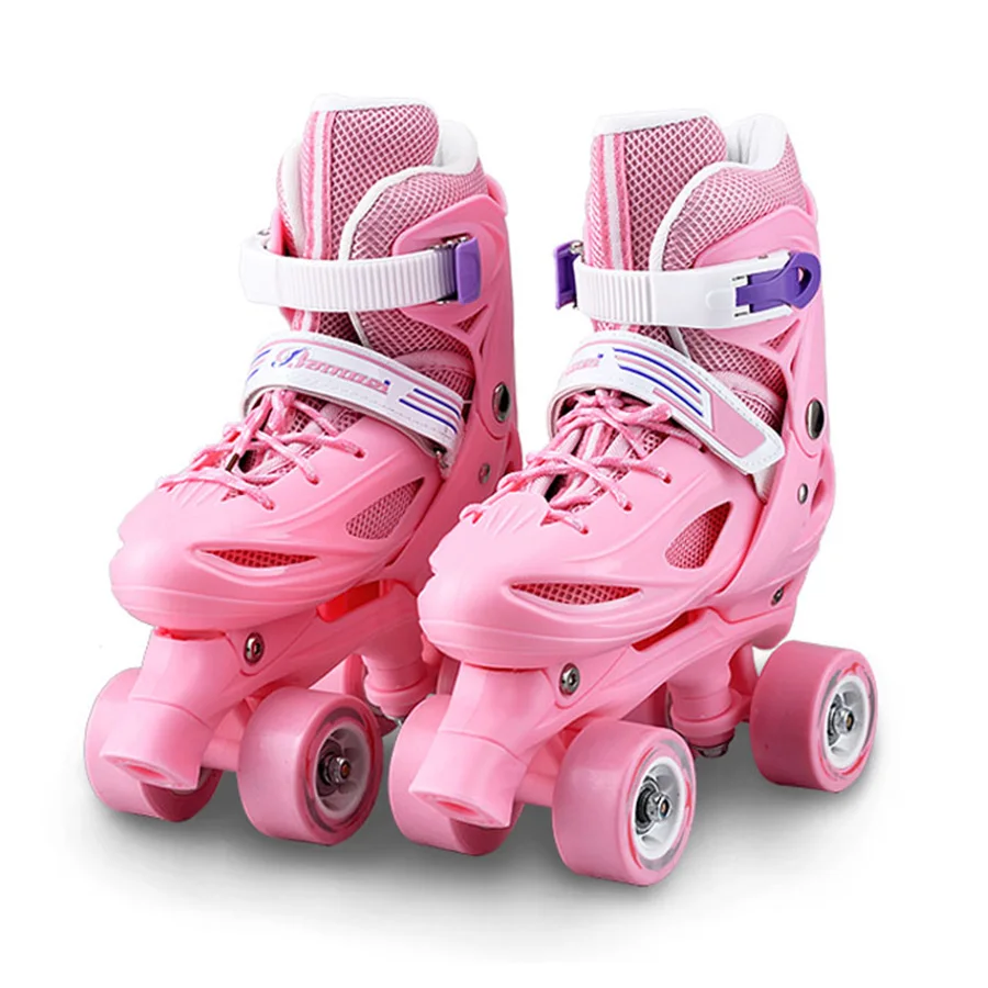Japy Kid's Roller Skates Size Adjustable Double Line Skates For Children Two Line Skating Shoes Patines With PVC 4 Wheels
