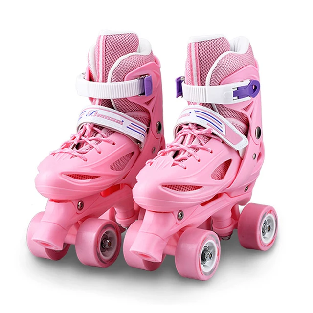 Children's Quad Skating Double Row Roller Skates, Unisex Canvas Shoes  Patines for Kids, Beginners, 2 Line, 4 Flash Wheels - AliExpress