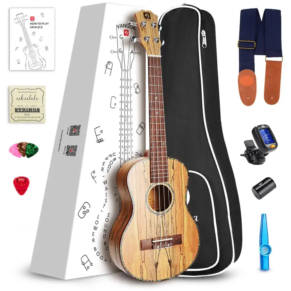Мини гитара 21 сопрано/23 концерт Spalted клен укулеле Guitalele Aquila строк с комплект|strings