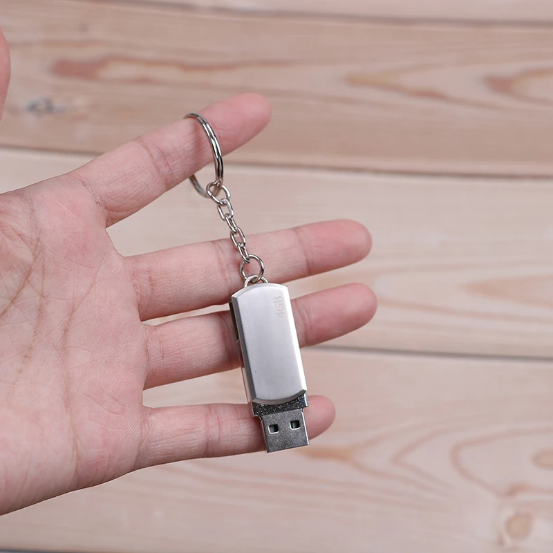 1 шт. 4 ГБ/8 ГБ Usb флеш накопитель карты памяти с брелком серебристого цвета