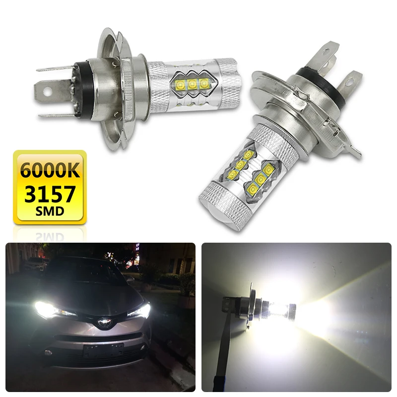 

2x H4 80W LED Head Lamp Fog lights White Light Bulb Light 16-SMD For Toyota FJ RAV4 2003 Prado Highlander 4Runner Yaris Ruichi