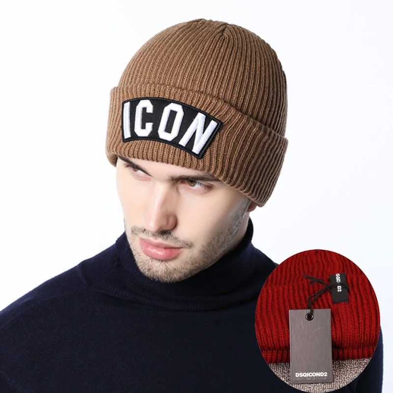 mens winter hat skullies DSQICOND2 Skullies Beanie Embroidery Skiing Knitted Hats ICON Women Men Winter Cap Warm Baggy Beanies Knit Skullies Bonnet Caps beanie skully hat