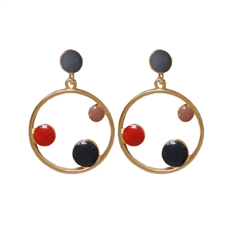 

Circular earrings personality Korea geometry, candy girl earrings Creative and colorful color matching unique earrings wholesale