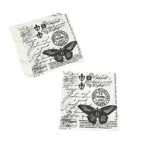 

20pcs Black Butterfly Vintage Decoupage Food-grade Table Paper Napkins 33x33cm Wedding Birthday Party Decor Supplies