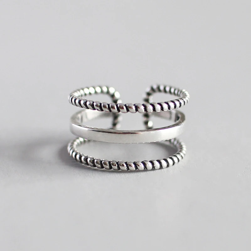 F.I.N.S многослойное женское кольцо 925 пробы серебряные кольца для женщин модное крутое открытое серебряное кольцо на палец 925 винтажное ювелирное изделие