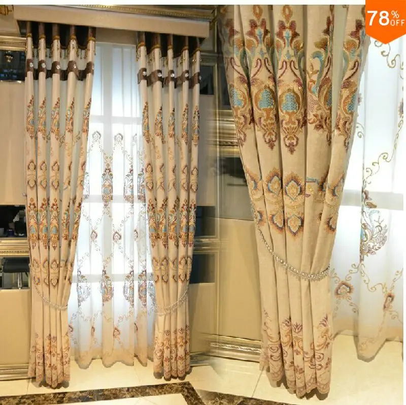 wholesale 2017 colors Flowers embroidery blinds finished curtain with