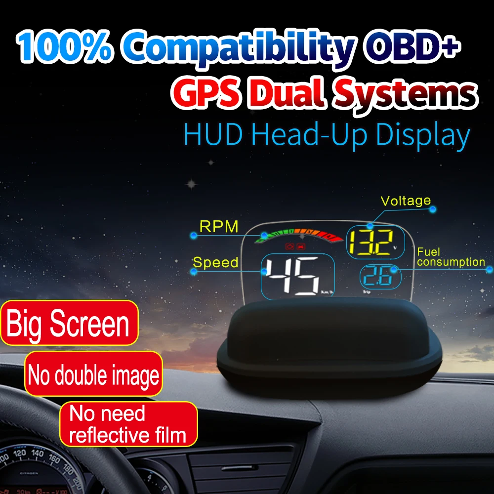 

OBDHUD C800 2 In 1 GPS OBD2 Head Up Display On-board Car Computer C600 Digital Speedometer Projector Driving Fuel Consumption
