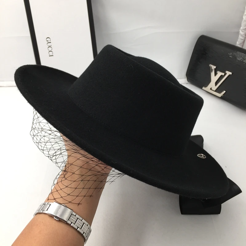 

Hats for women wool gauze, bowknot design socialite hat is concave and convex ms hat hat fedoras