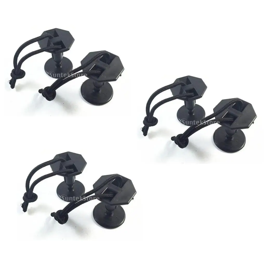 6pcs Black Surf Leash Plugs Attachment with Cord for Plastic Bodyboard Surfboard