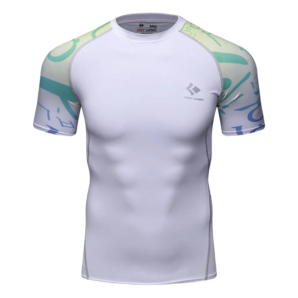 Лето Фитнес мужские Cody Lundin брендовые компрессионные футболки с коротким рукавом трико для бодибилдинга с базовым слоем топы Мужские - Цвет: picture color