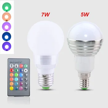 

RGB SpotLight E27 / E14 5W 7W LED Lamp 110V 220V Colorful Bulb Light With IR Remote Control 16 Colors Change Home Decor Lighting