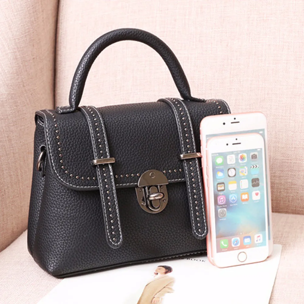 Женская сумка из мягкой ПУ кожи с заклепками и пряжкой|bag fashion women|bag womenbag women |