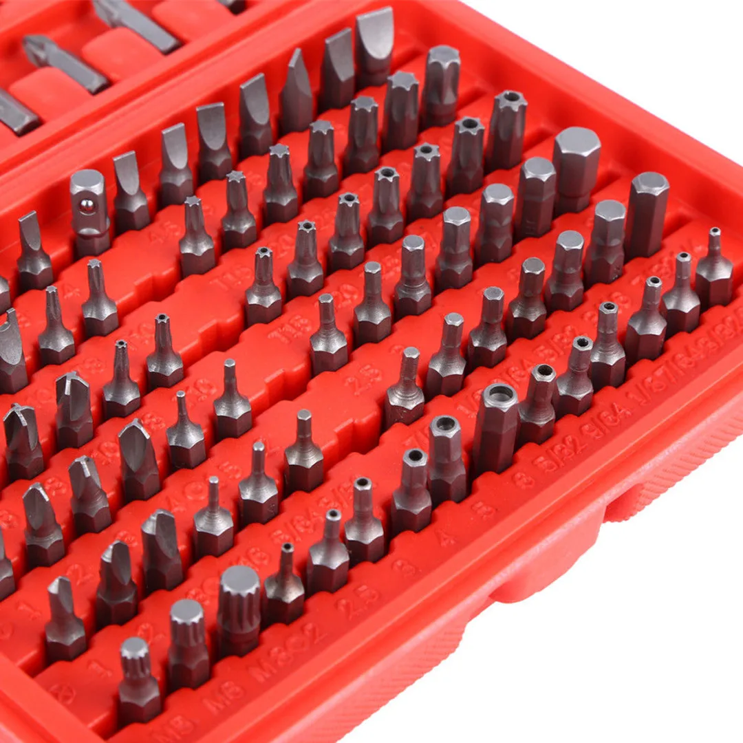 100Pcs/set  Security Bit Set Metric & SAE Tamper Proof Torx Star Hex Key Screwdriver