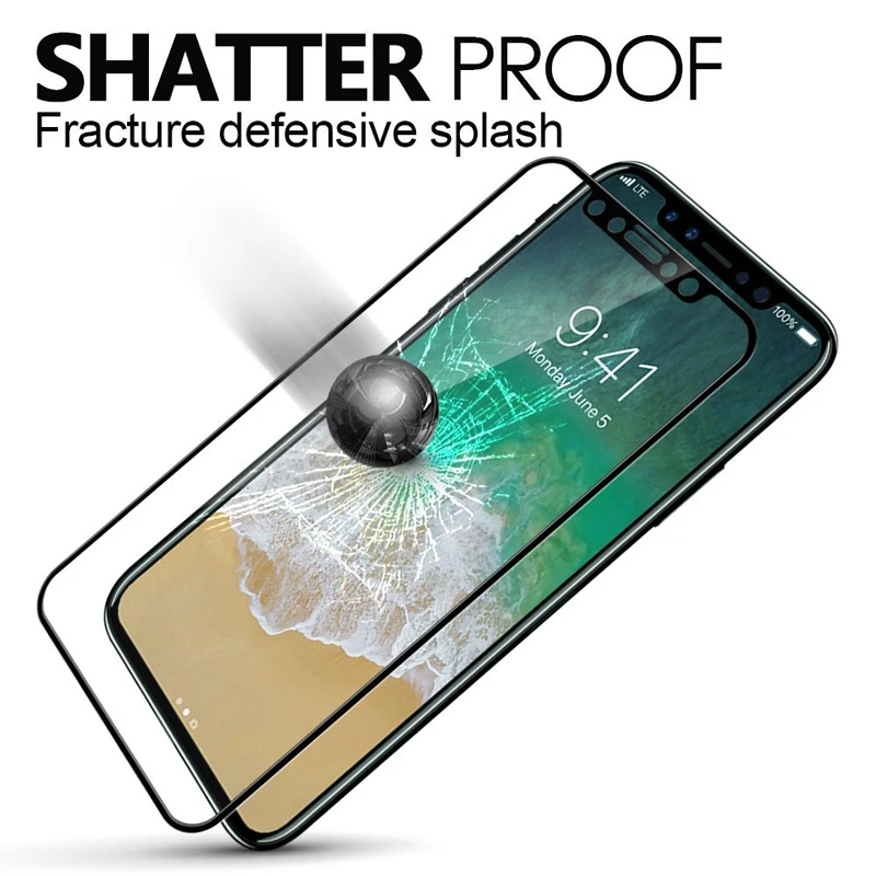 4D переднее закаленное стекло для iPhone X 10 8 Plus 6 6s 7 3D изогнутая полная защита экрана