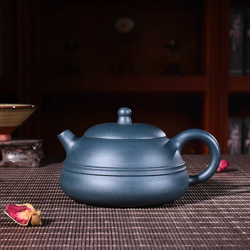 

Yixing Enameled Pottery Teapot Quality Goods Famous Pure Full Manual Raw Ore Azure Clay Pot Kungfu Online Teapot Tea Set Suit