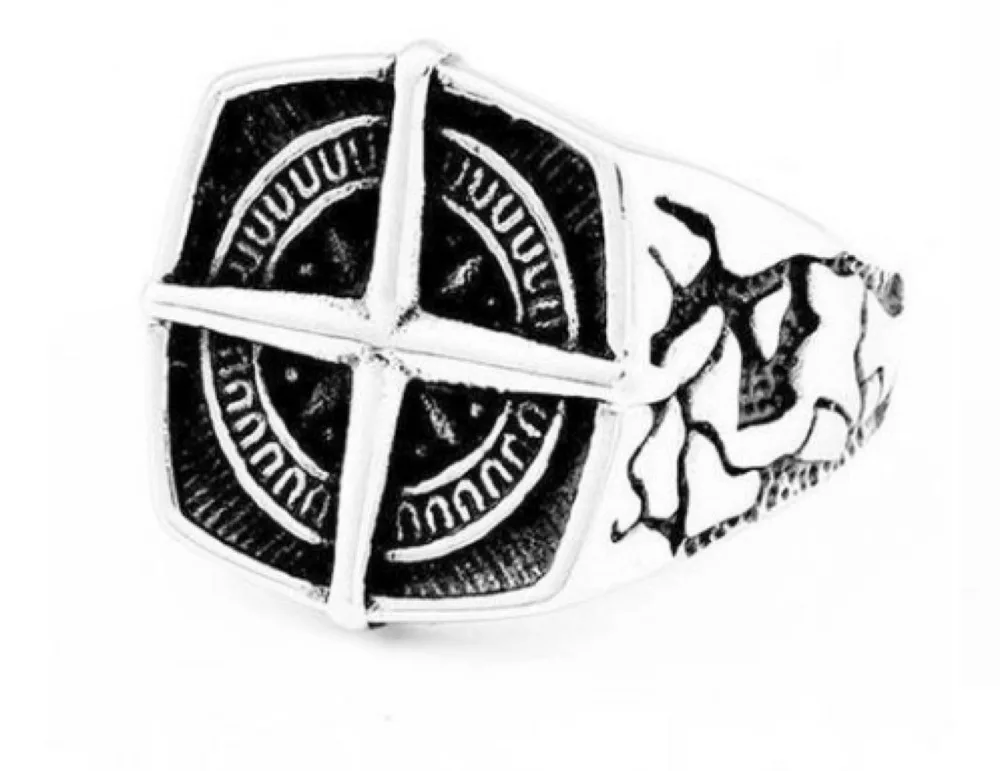 

Drop Ship Size 7~13 Cool Crack Silver Cross Anchor Ring 316L Stainless Steel Jewelry Navy Ring