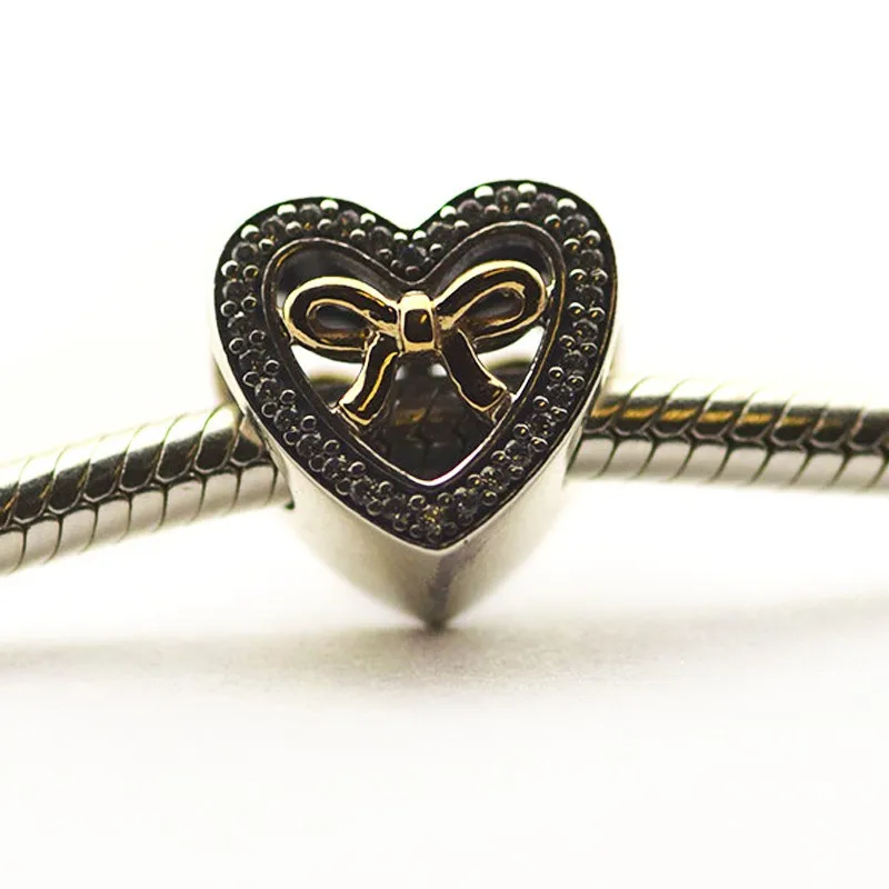 

Pandulaso Bound By Love Bow Charm Mother's Day Beads Fits Fashion Female Jewelry Bracelets For Woman DIY Sterling Silver Jewelry