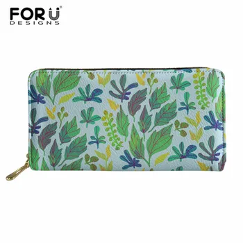 

FORUDESIGNS Fashion Women Wallet Cat Leave Pattern Wallet Long Creative Female Card Holder PU Wallet Coin Purses Girls Clutch