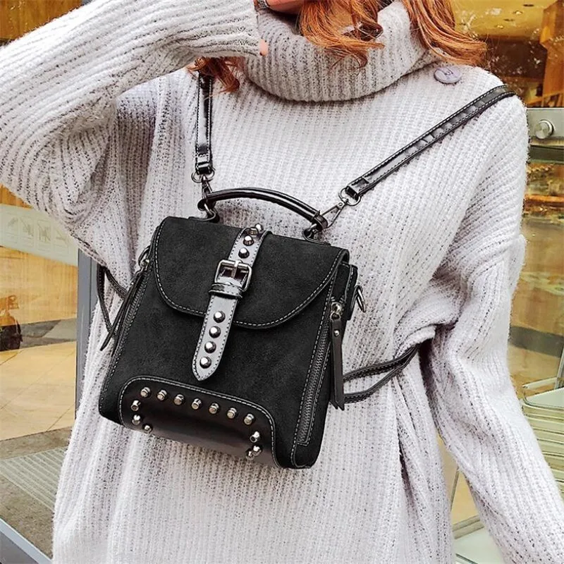 

Woman Leather Backpack Female Teenage Girls School Backpacks Vintage Solid Shoulder Bag Black Brown England Style Bags For Woman