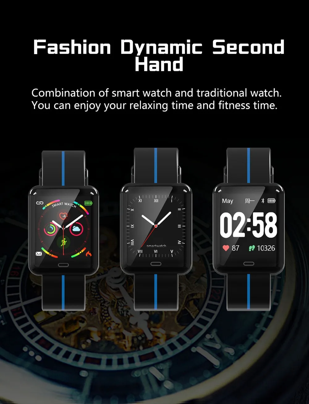 F5 спортивный умный браслет 1," сенсорный экран для сердечного ритма Мониторинг Артериального Давления долгое время ожидания умные часы для Android IOS