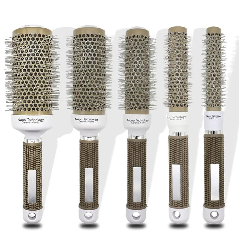 

5-size Styling ceramic comb Hair Comb Dressing Brushes High Temperature Resistant Ceramic Iron Round Combs Hair Style Tool Hairb