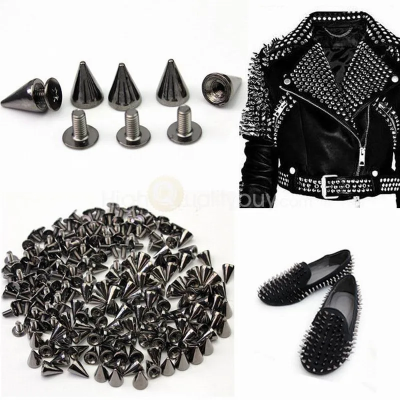 

100Pcs Black Punk Spike Rivet Screw Bead DIY Metal Cone Studs Leather craft Spots Rock for Clothing Shoes Bags Decoration