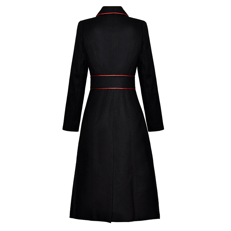 HIGH QUALITY New Stylish 2018 Designer Wool Coat Women's Double Breasted Long Overcoat