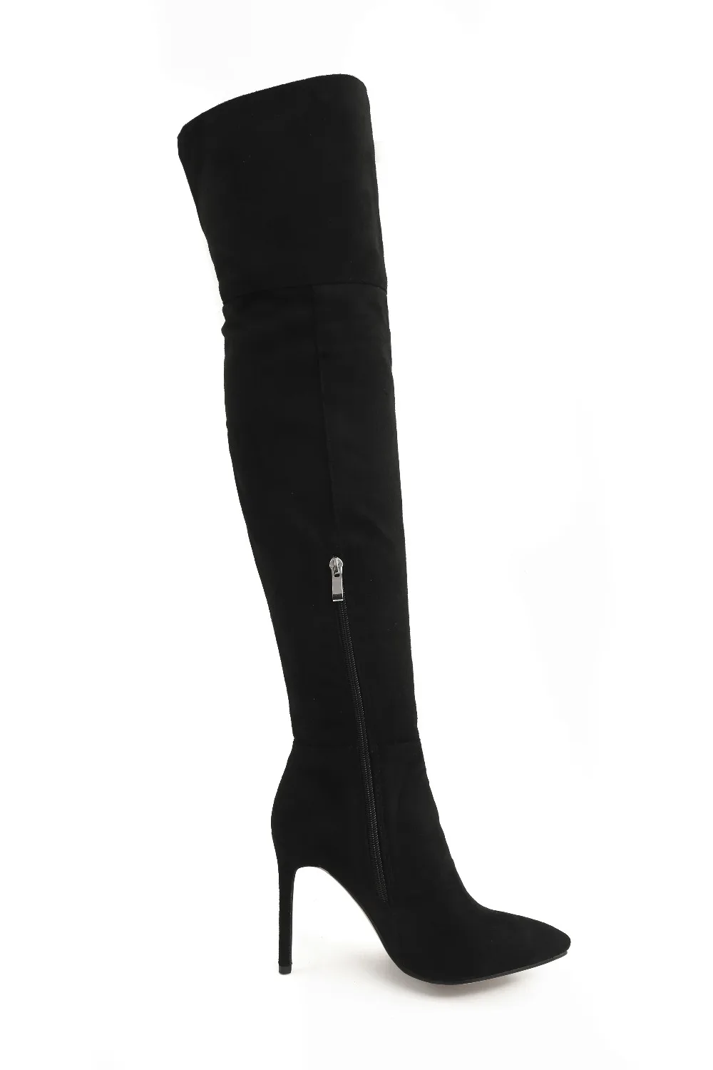 Cdpundari из искусственной замши(флока ботфорты на высоком каблуке женские Сапоги выше колена; женские облегающие зимняя теплая обувь; зимняя женская обувь