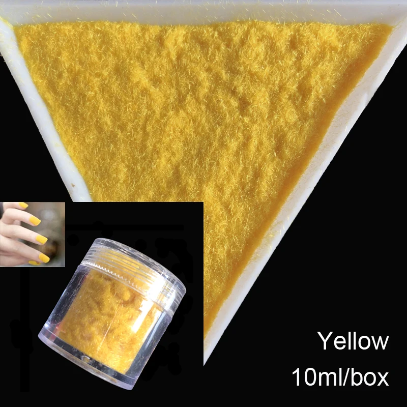 

10g/bottle 3D Candy Manicure Velvet Powder Yellow Nail Decoration Fuzzy Flocking Nylon Powder For Nail Glitter Art Tips 2416