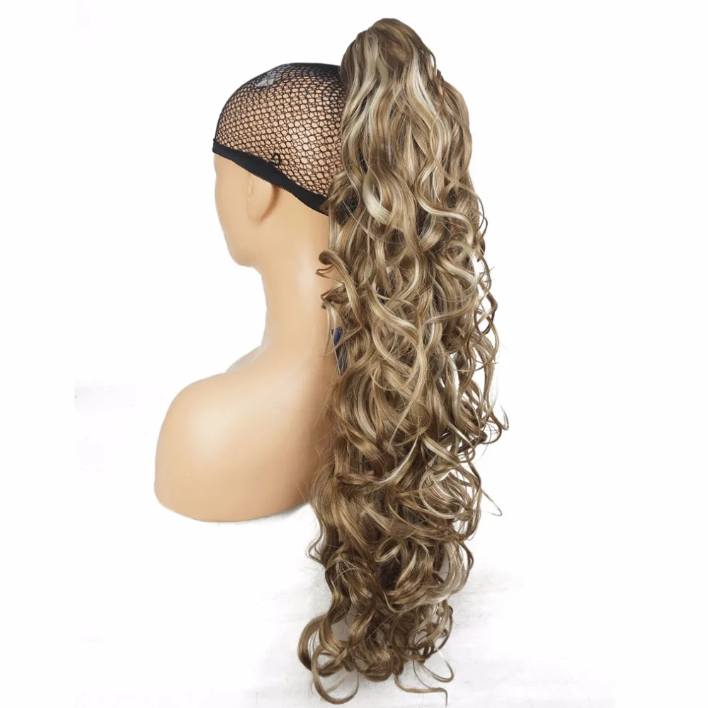 Tanie StrongBeauty długie kręcone klamra kucyk Hairpiece przedłużanie włosów 32 cal syntetyczne włókno termoodporne