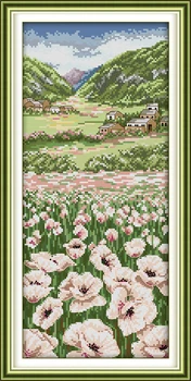

Poppy Fields Scenic Counted Cross-Stitching 11CT Printed 14CT Handmade Cross Stitch Set Cross-stitch Kits Embroidery Needlework