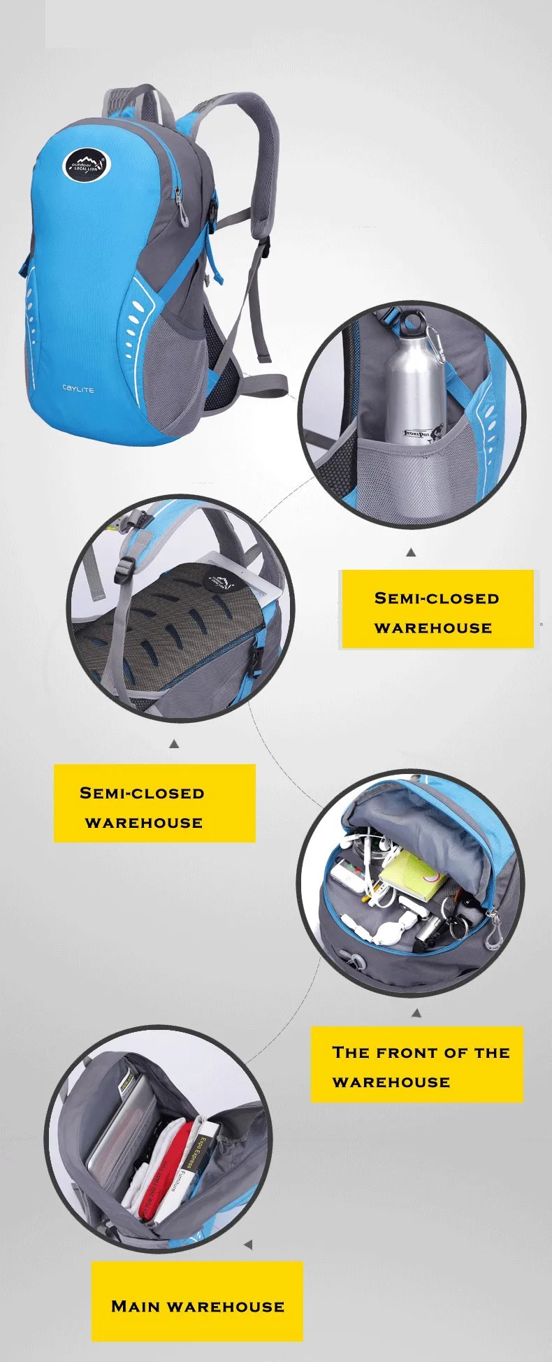 Best LOCAL LION Moutain Backpack Bike Packsack Road Cycling Bag Travel Running Sport Cycling Backpack+2L Water Bag 38